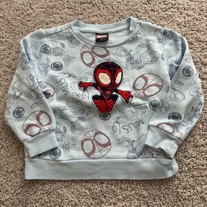 Marvel Kids Light Blue Miles Morales Spider-Man Sweatshirt with Red Patch